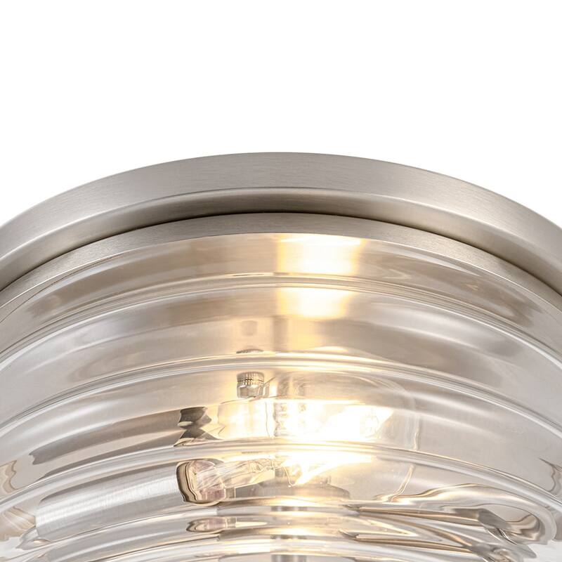 Contemporary 2-Light Round Glass Drum Flush Mount 9.8in