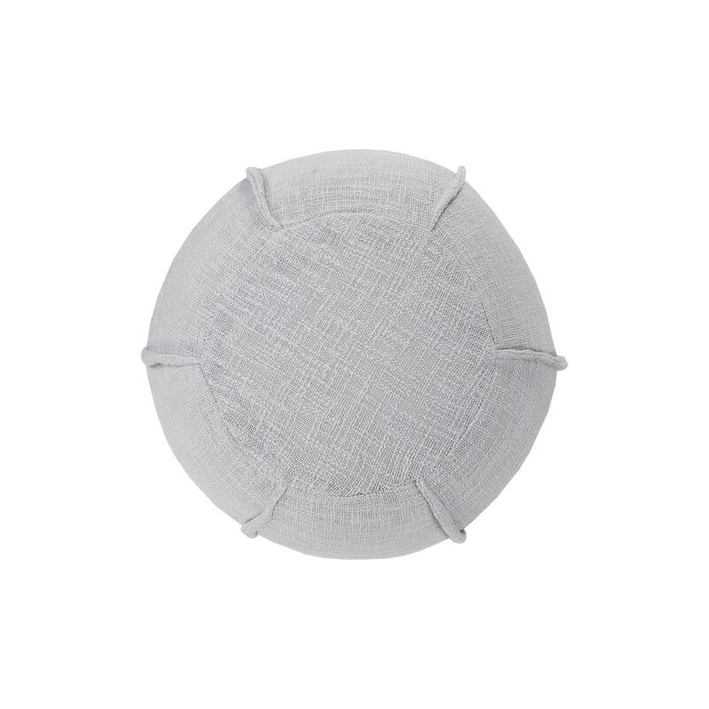 18" Solid Gray Pleated Handcrafted Round Pouf Ottoman