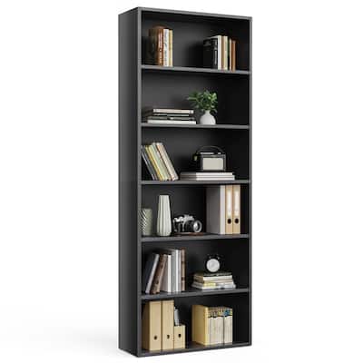 Industrial 6 Shelf Bookcase-Large 53 Inch Tall Floor Standing Open Bookshelf for Home Office, Living Room, and Bedroom Storage