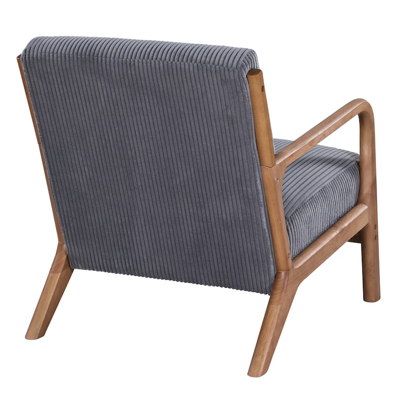 Elegance Wooden Corduroy Lounge Chair