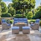 Option Brown Wicker Blue Cushion