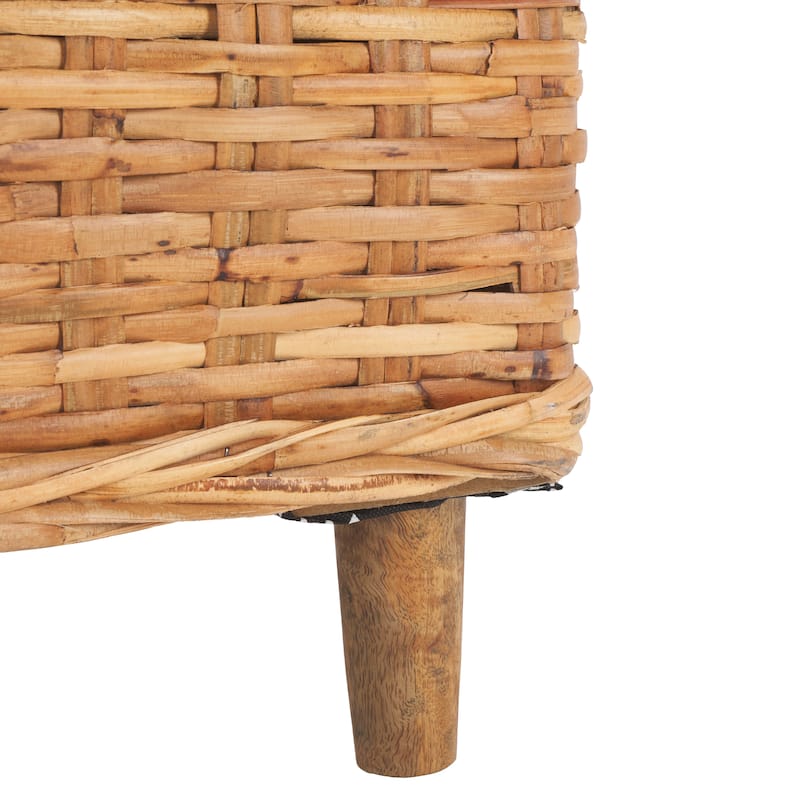 SAFAVIEH Charla Rattan Barrel Chair with Cushion - 29.1" x 27.2" x 32.7" - 29Wx27Dx33H