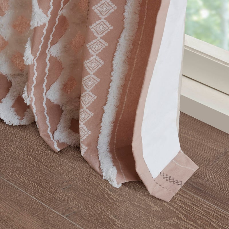 INK+IVY Imani Cotton Printed Single Curtain Panel with Chenille Stripe and Lining