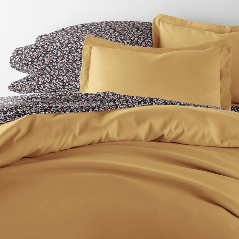 8pc Solid Duvet Bundle - Floral Dream Gold - Full