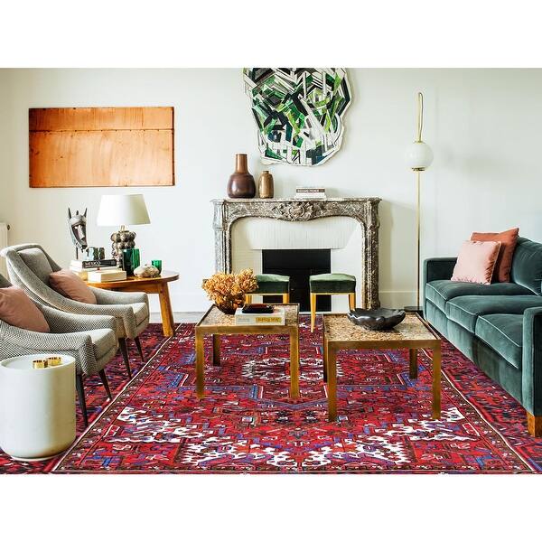 Shahbanu Rugs Upsdell Red Hand Knotted Abrash Semi Antique Persian