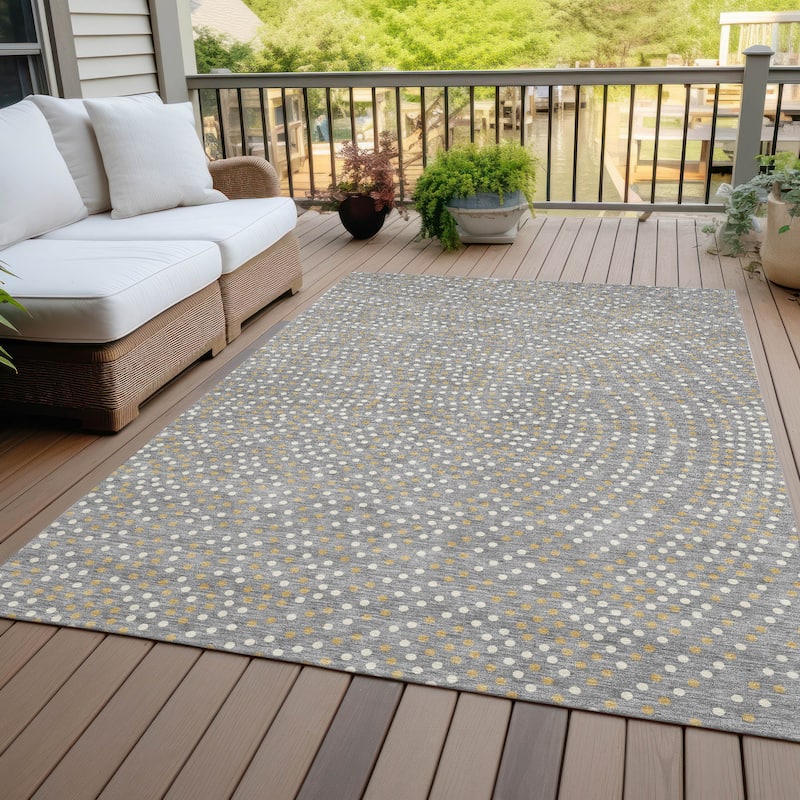 Machine Washable Indoor/ Outdoor Modern Dotty Chantille Rug - Gray - 9' x 12'