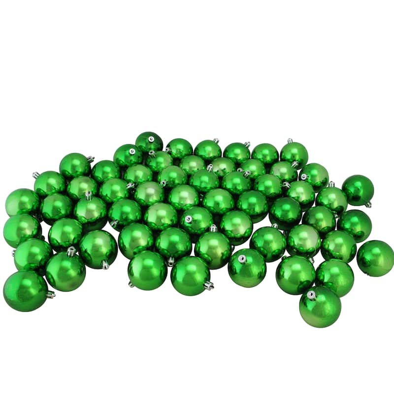 60ct Xmas Green Shatterproof Shiny Christmas Ball Ornaments 2.5"