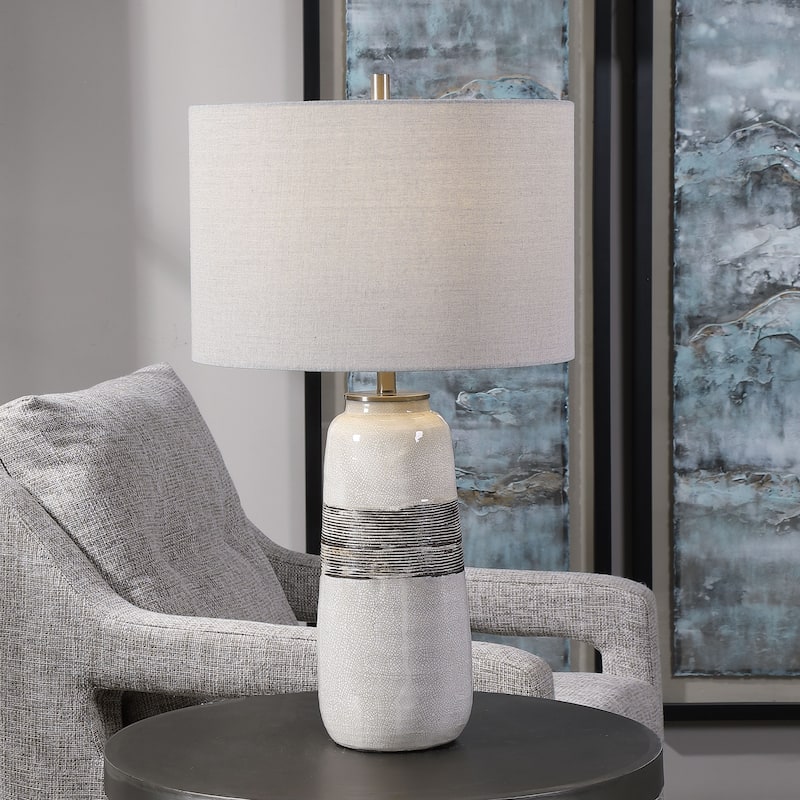 Uttermost Comanche White Crackle Table Lamp