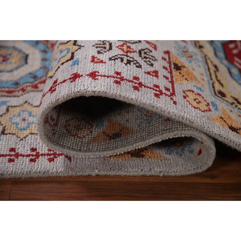 Geometric Kazak Indian Runner Rug Handmade Wool Carpet - 2'6"x 7'11"