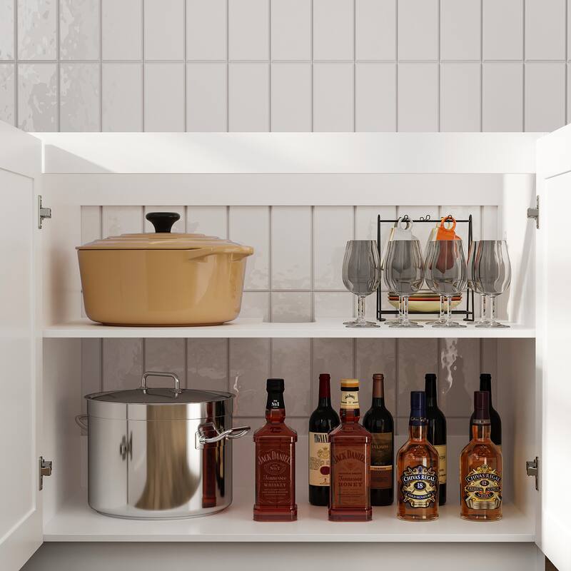 Modular White Kitchen Cabinet Set Customizable Base and Wall Cabinets Pantry Storage and DIY Countertop Design(Without desktop)