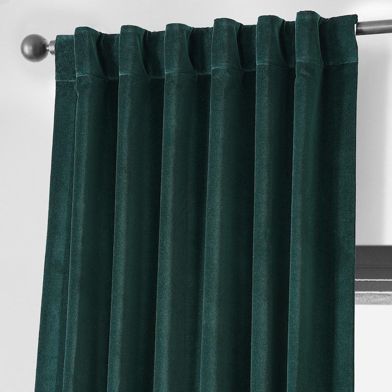 Exclusive Fabrics Vintage Cotton Velvet Room Darkening Curtains - Luxurious Drapery in Timeless Elegance (1 Panel)