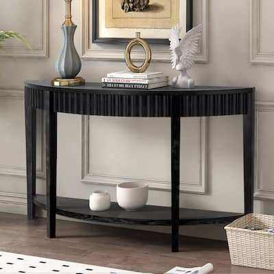 Elegant Half-Moon Entryway Table with Open Shelf for Hallways and Foyers