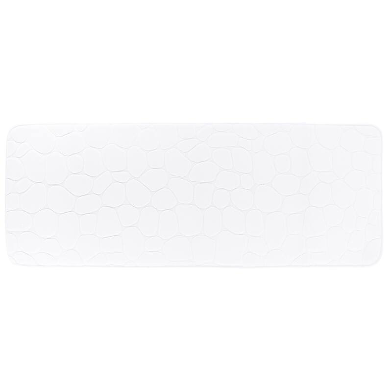 Memory Foam Runner Bath Mat Pebble Design 48x18 - White