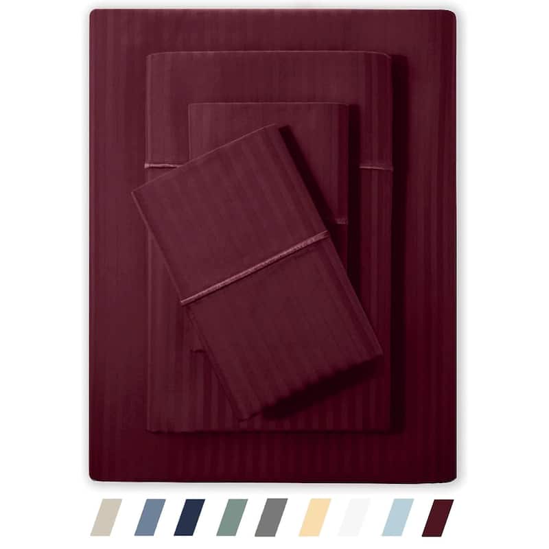Feather & Stitch 500 Thread-Count Sheets Set - Twin - Burgundy