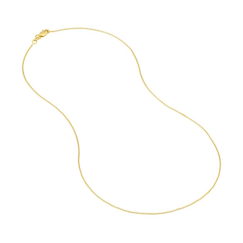 Curata 14k Yellow Gold 0.9mm Cable Chain Necklace (Lobster)