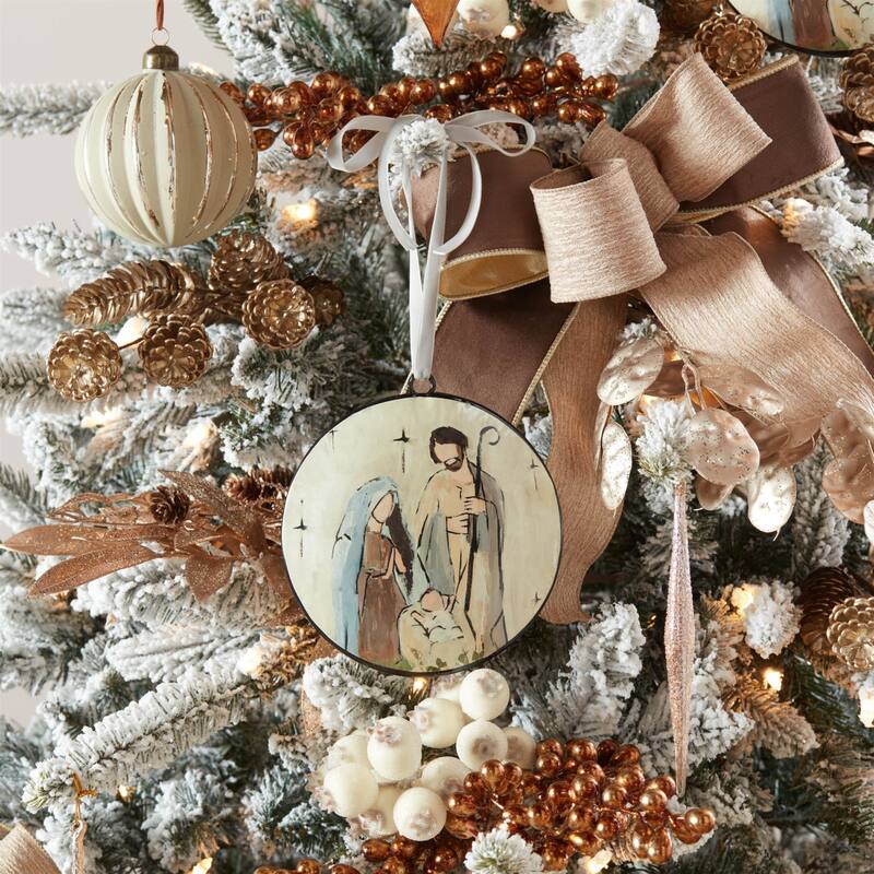 Holy Family Christmas Disc Ornaments - 6" - 12ct