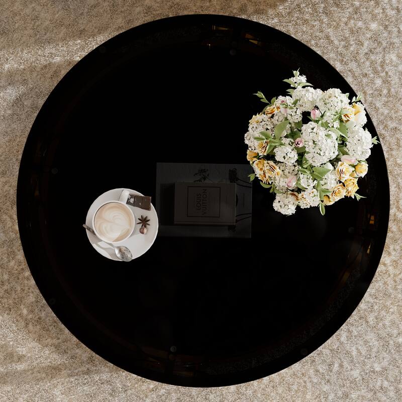 Coffee Table Round Room Table, Stainless Steel Irregular Leg Tempered Glass Top