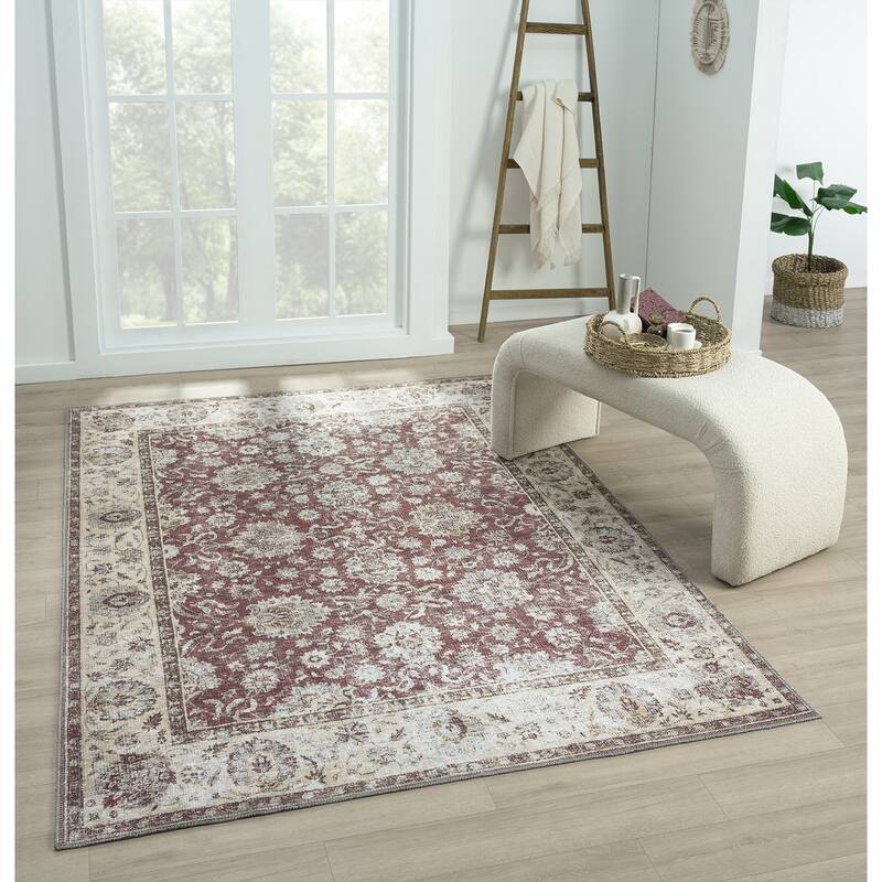 Legacy Cairo Traditional Bordered Washable Area Rug - 7'10" x 9'10" - Red