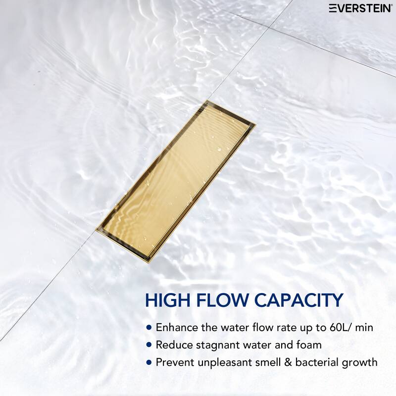 12-inch Linear Shower Drain With Solid Cover in Stainless Steel