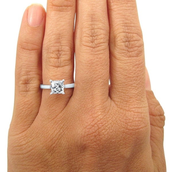 D/VVS1 Certified 1.50CT Princess Cut Diamond Solitaire Engagement Ring 14K Gold 