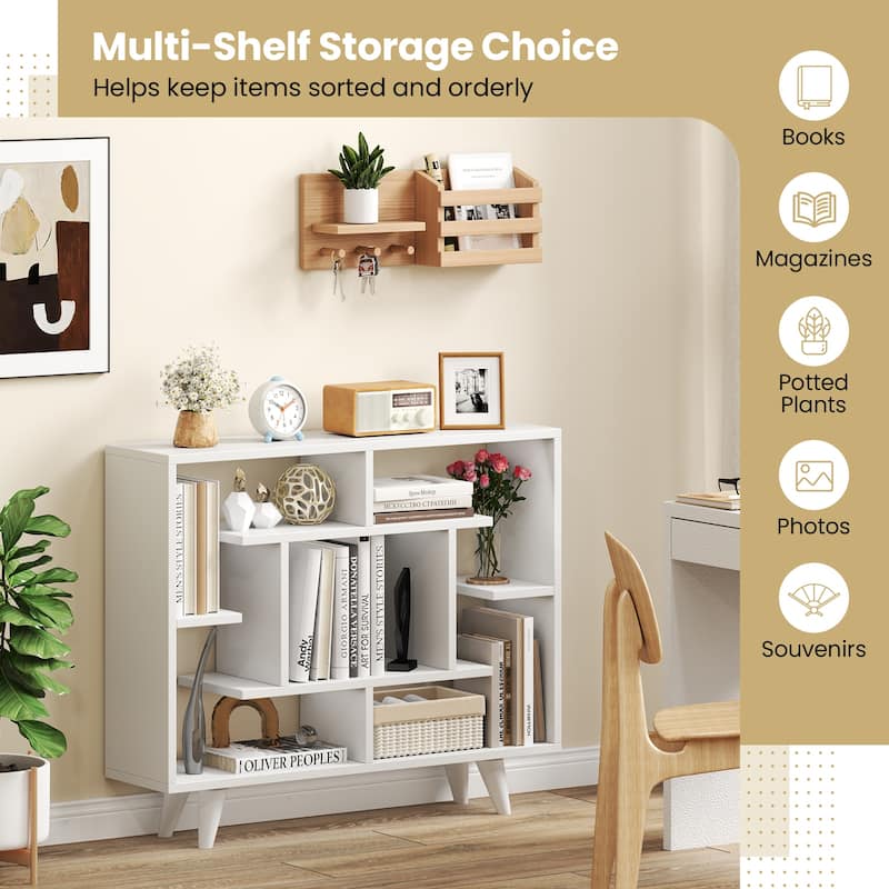 Gymax Bookshelf Geometric Bookcase w/ Anti-Tipping Kit Storage