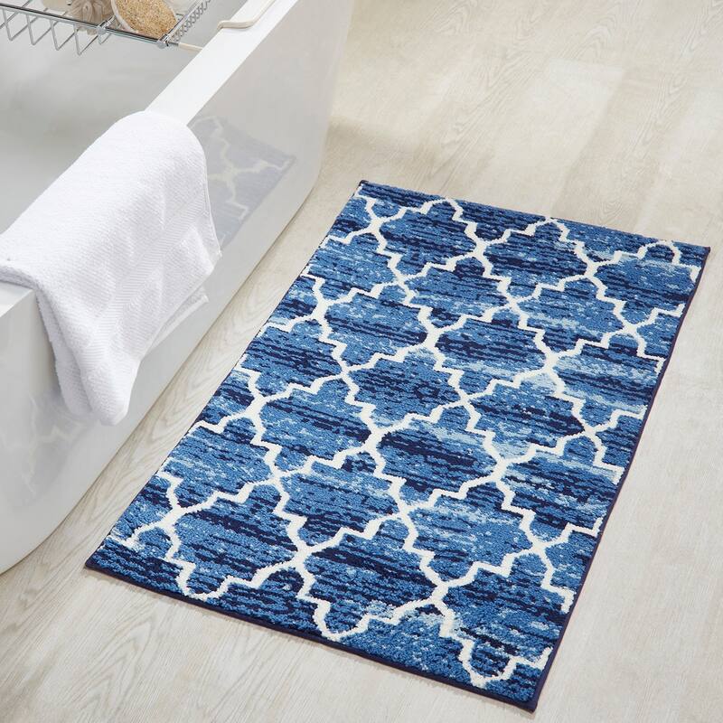Better Trends Savio Collection 4 & 5 Pc Set Bathroom Rug - 100% Micro Polyester with Gel Foam Backing, Machine Washable Bath Mat