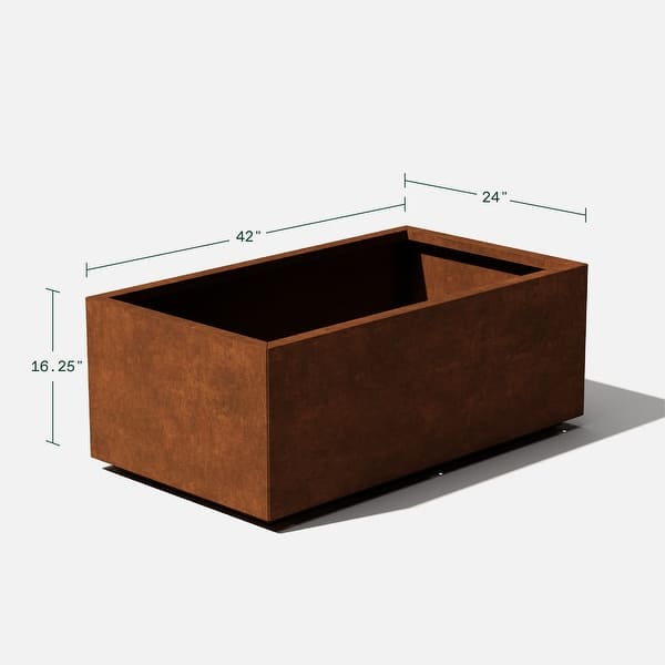 dimension image slide 4 of 8, Corten Steel Series Long Box Planter
