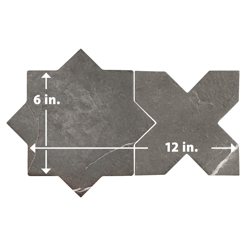 Merola Tile Istanbul Star Night with Night Cross 6" x 12" Porcelain Floor and Wall Tile - Case (32 Tiles)