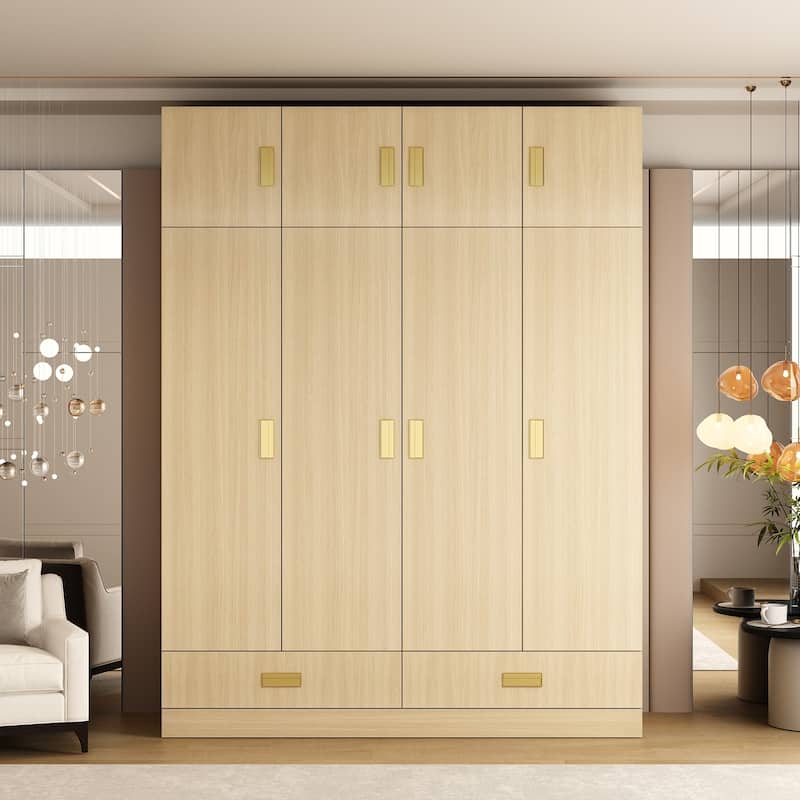 Large Wardrobe w/Optional Top Cabinet Bedroom Accent Closet Cabinet - 82.6"X63"