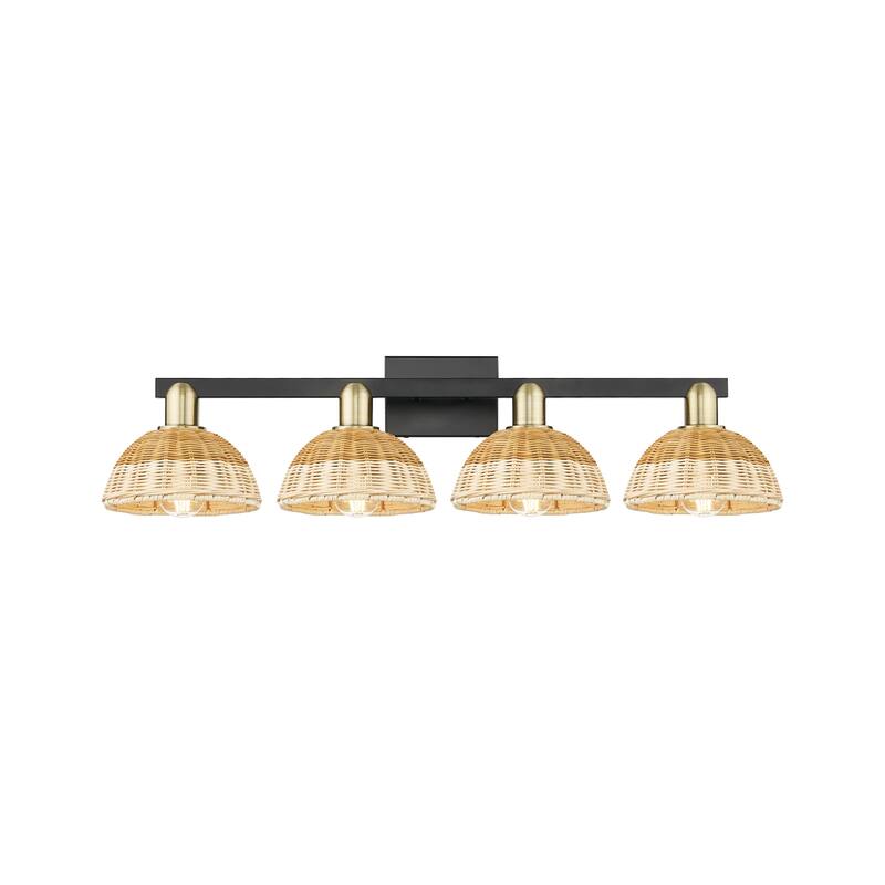 Innovations Lighting 716-4W-12-36 Natural Ballston Dome Vanity Natural - Black Antique Brass / Natural