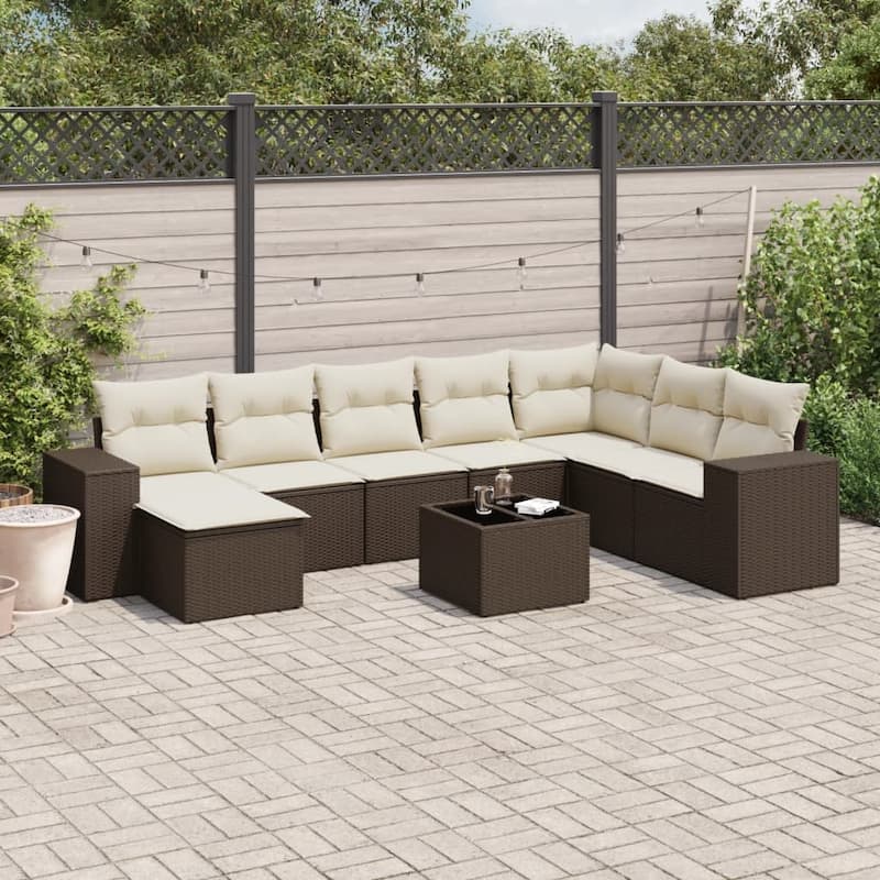 vidaXL Garden Sofa Set - Brown and cream With table