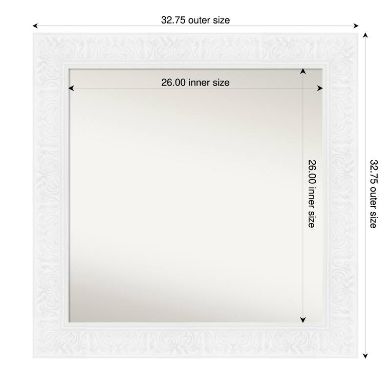 Luxe Non-Beveled Framed Wall Mirror - 33 x 33 in - Luxe White
