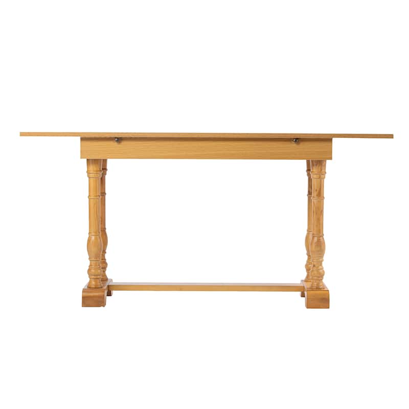 SEI Furniture Eddlewood Farmhouse Drop Leaf Trestle Console to Dining Table