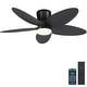 preview thumbnail 6 of 26, 42 Inches Flush Mount Ceiling Fan with Light and Palm Leaf ,3CCT Dimmable LED Integrated,for Indoor and Outdoor - 42 Inches Black
