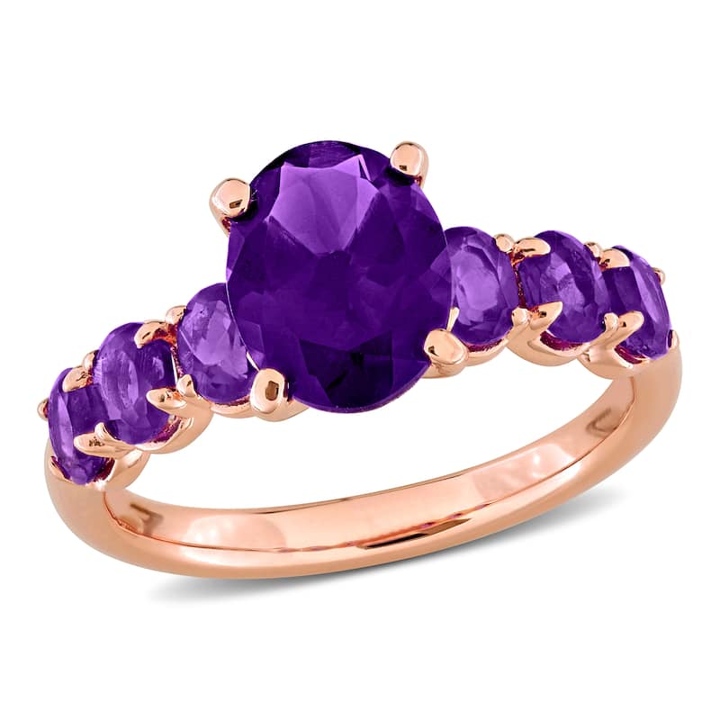 Miadora 2 3/5ct TGW Amethyst-Africa Amethyst Ring in Rose Plated Sterling Silver