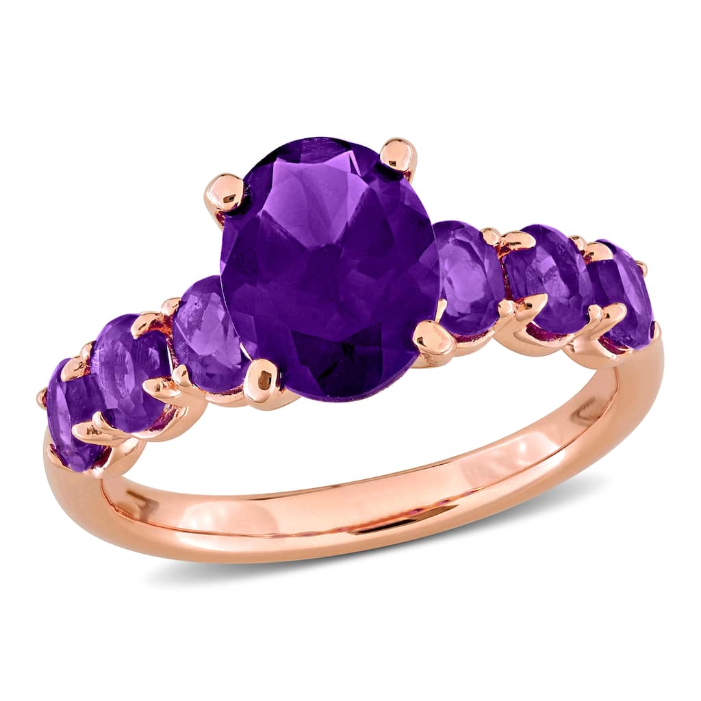 Miadora 2 3/5ct TGW Amethyst-Africa Amethyst Ring in Rose Plated Sterling Silver