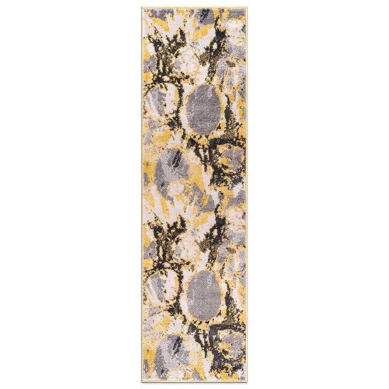 World Rug Gallery Contemporary Abstract Circles Black Area Rug