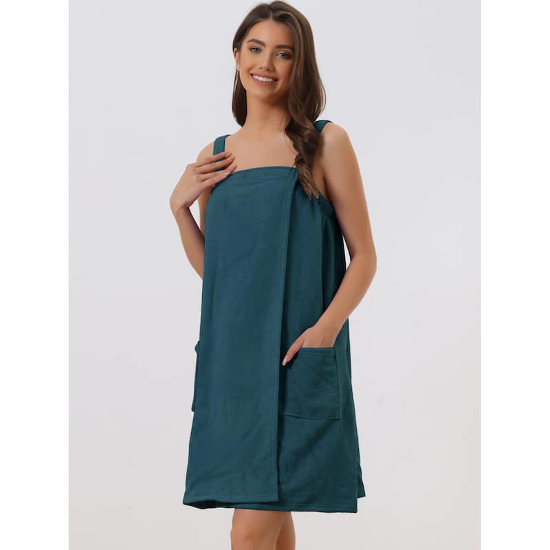 Womens Towel Wrap Bathrobe Spa Towels Robe with Adjustable Closure for Gym Shower - Green - XL