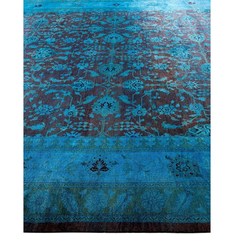 Fine Vibrance One-of-a-Kind Hand-Knotted Area Rug - Blue, 9' 0" x 11' 10" - 9' 0" x 11' 10"
