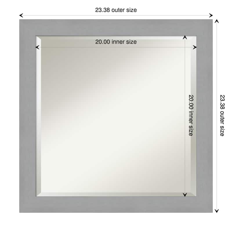 Beveled Wall Mirror - Brushed Nickel Frame - 23.5 x 23.5-inch - Brushed Nickel
