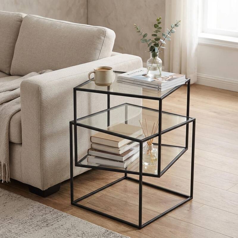 Modern Minimalist Sofa Glass Side Table