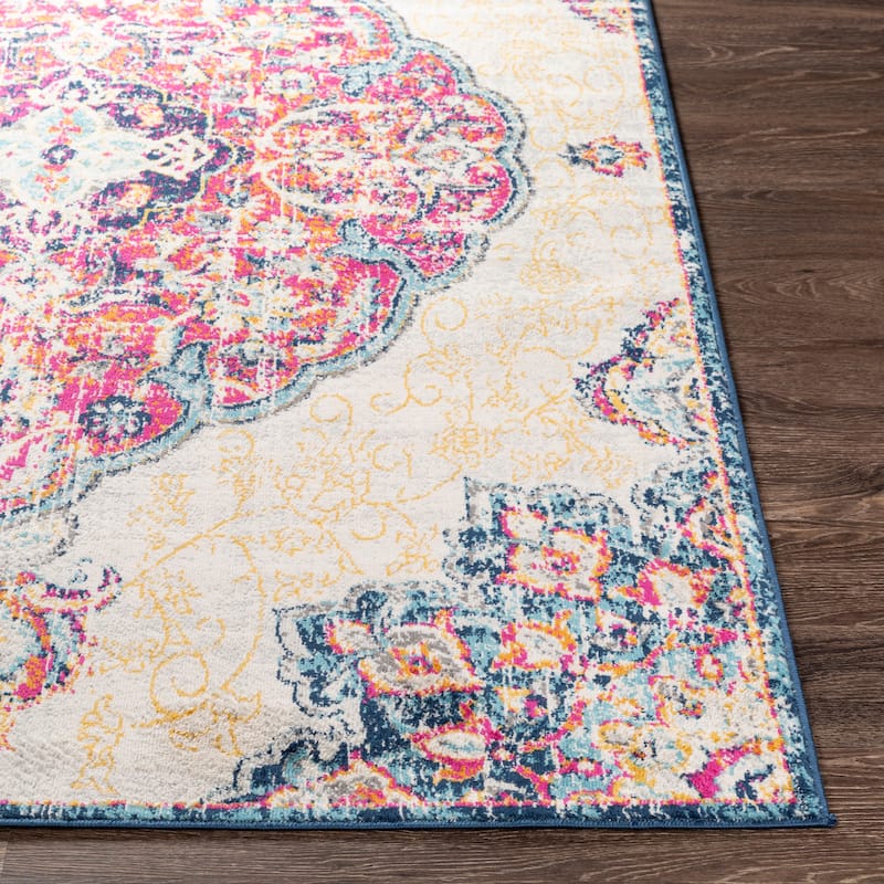 Livabliss Okeefe Vibrant Floral Medallion Area Rug