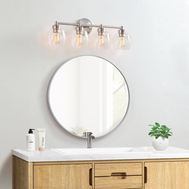 KAWOTI 4-Light Dimmable Bathroom Vanity Light with Glass Shade