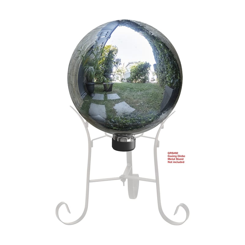 Alpine Corporation 10" Diameter Indoor/Outdoor Glass Gazing Globe Yard Decoration, Silver