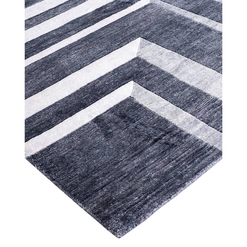 Modern One-of-a-Kind Hand-Knotted Area Rug - Ivory, 8' 2" x 10' 0" - 8' 2" x 10' 0"