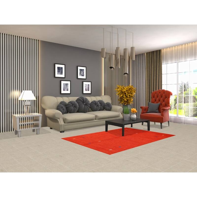 Hand Knotted Oriental 100% Wool Carpet Tribal Animal Pictorial Oranges & Rust Gabbeh Area Rug - 5' 9'' X 3' 11''