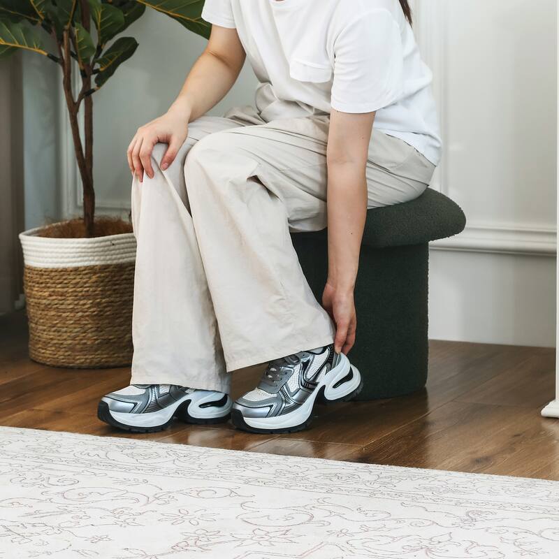 Adeco Boucle Ottoman Footrest Bench for Living Room