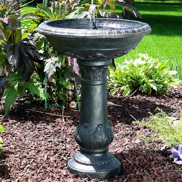 Sunnydaze Oasis Bird Bath Solar Water Fountain - Solar-on-Demand - 26-Inch