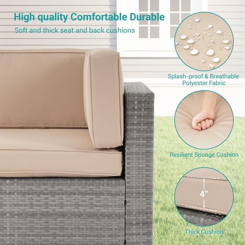 BONASUKI Patio Furniture Set,7-Piece Outdoor Rattan Sectional Sets
