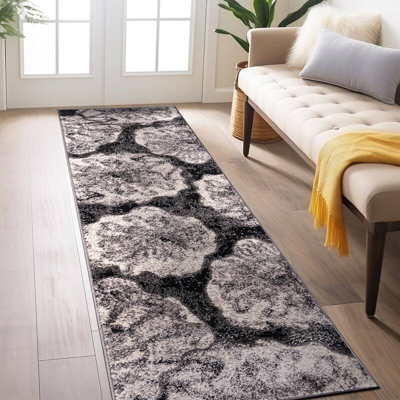 World Rug Gallery Contemporary Floral Design Black Area Rug